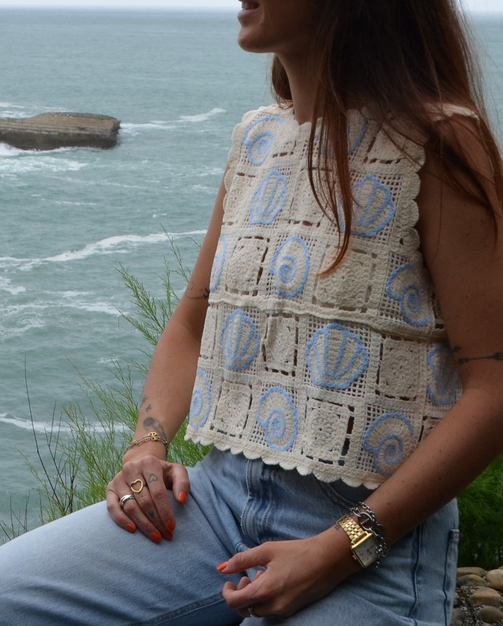 Top Crochet Bleu - ELLA